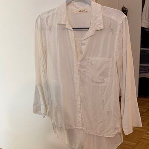 Bella Dahl Cream Lightweight Casual Button-Down Shirt